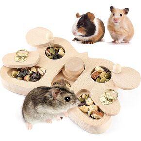 لعبة البحث عن الطعام الخشبية للحيوانات الأليفة الصغيرة - لعبة ألغاز تفاعلية 4 في 1، لعبة التحفيز الذهني لخنزير غينيا والأرنب والهامستر والقنفذ والشينشيلا والماوس والجرذان وجيلدر السكر in Kuwait