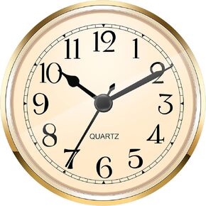 Hicarer 3-1/2 Inch (90 mm) Quartz Clock Fit-up/Insert with Arabic Numeral (Gold)