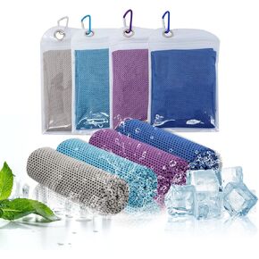 [47 بوصة × 12 بوصة] 4 قطع منشفة تبريد، منشفة ثلج، وشاح ملفوف للرقبة، منشفة باردة من الألياف الدقيقة لليوجا، والسفر، والجولف، وصالة الألعاب الرياضية، واللياقة البدنية، والجري، والتمرين والمزيد من الأنشطة in Kuwait