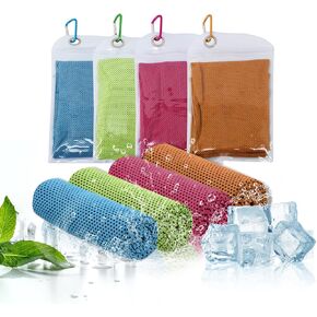 [47"x12"] Cooling Towel 4Pack, Ice Towel, Cooling Neck Wrap Scarf,Microfiber Ice Cold Towel for Yoga, Travel, Golf, Gym, Fitness, Running, Workout & More Activities