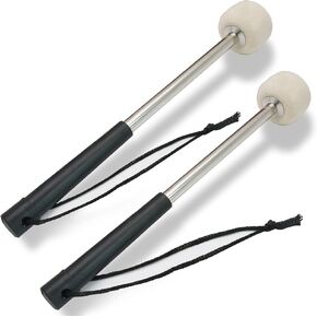 Biaungdo Drum Mallet, 32cm/12.6" Wool Felt Drum Stick, Bass Drum Mallet Drum Stick, Anti-slip Bass Percussion Sticks with Stainless Steel Handle, Beige White