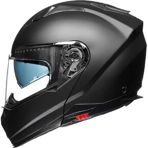 ILM Modular Motorcycle Helmets for Adults Men Full Face Flip up Street Bike Motorcycle Helmet Pinlock Insert DOT Model-909 (Matte Black, M)