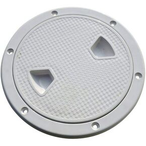 ISURE MARINE 4''Marine White Circular Non Slip Inspection Deck Plate Hatch w/Detachable Cover for Access Boat RV