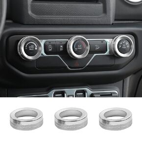 JeCar Control Switch Knob Cover Air Conditioner Button Trim Aluminum Alloy Interior Accessories Compatible with Jeep Wrangler JL JLU 2018-2023 & Gladiator 2020-2023 JT with Specific Dial Panel, Blue