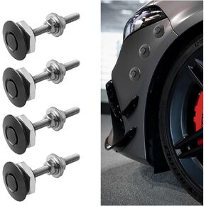 4PCS Universal Aluminum Vehicle Hood Pins, Quick Release Lock Latch Bumper License Plate Lock Clip Kit, Bumper Hood Push Button Bonnet, Diameter 1.18 inch Fits Most Cars (Black)