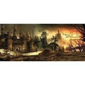 CAROLINACUSTOMCAGES Reptile Habitat Background, Gothic Castle, 15.75" x 36"