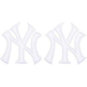 Iron on Patches Sports Teams Letter - Pack of 2 - Decorative for Clothing & Accessories, Ideal for Shirts, Jackets, Hats, Jeans, Shoes, Bags - Durable, Easy Apply (NY Black - 3" x 3")
