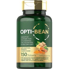 Carlyle Opti-Bean | 150 Tablets | Digestive Support | Gas, Bloating & Discomfort Enzyme Blend | Vegetarian, Non-GMO & Gluten Free Supplement