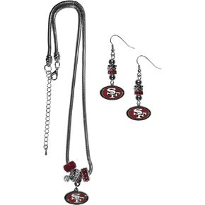 Siskiyou NFL Womens Euro Bead Earrings and Necklace Set