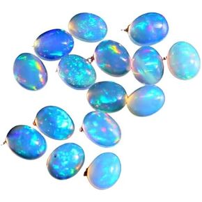Natural Ethiopian Opal Oval Loose Gemstone Cabochons 10 Pieces,4X6Mm Ethiopian Opal Oval Aaa Quality