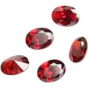 Comidox 5Pcs Pigeon Blood Red Ruby Unheated Diamond Oval Loose Gemstone 12 x 16 mm