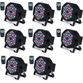 36 RGB LED DJ Stage Uplight -DMX Control Sound Activated with Remote Control and 9 Modes LED for Wedding, Events, Christmas and Halloween Music Disco Party -R&D in USA -4 Pack