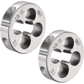 uxcell 3/8-32 UNEF Round Die, Machine Thread Right Hand Threading Die, Alloy Tool Steel Screw Thread Cutting Die, 2pcs