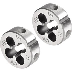 Round Thread Repair Die, 5/16-24 UNF Die 25mm OD, Alloy Tool Steel Right Hand Cylindrical Pipe Threading Tool with 4 Chip Holes - (Applications: for Threading Repairing), 2pieces