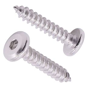 M4 x 12mm (80 pcs) Flat Head Socket Cap Wood Screws, 304 Stainless Steel 18-8, Countersunk Socket Head Sheet Metal Screws, Allen Hex Drive, Self Tapping Point