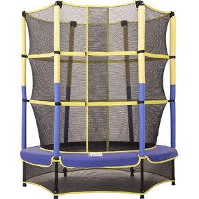 Machrus Bounce Galaxy 60 Inch Indoor Trampoline with Safety Net Enclosure, Spring-Free Enclosed Mini Trampoline for Toddlers, & Kids with Bonus Stuffed Toy and Keychain