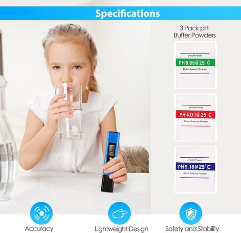 Digital pH Meter, 0.01 High Accuracy Compact Size pH Tester with 0-14 pH Test Range, Already Calibrated pH Meter for Water Easy to Use pH Pen in Saudi Arabia