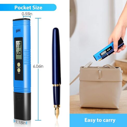 Digital pH Meter, 0.01 High Accuracy Compact Size pH Tester with 0-14 pH Test Range, Already Calibrated pH Meter for Water Easy to Use pH Pen in Saudi Arabia