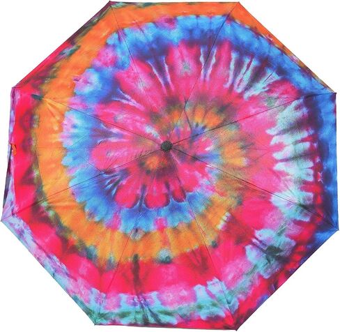 Tie-Dye Umbrella for Women, Anti-UV Protection Automotic Folding Umbrella 35 in, Portable Travel Umbrella for Sun & Rain in Saudi Arabia