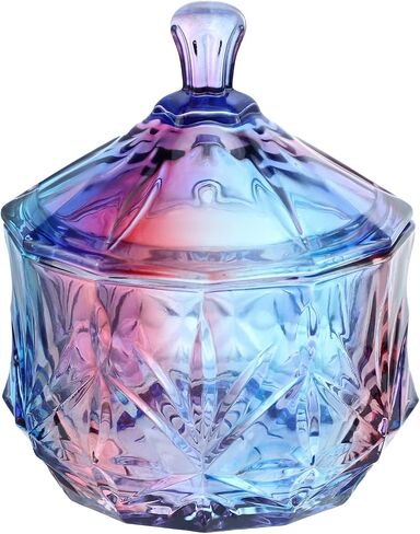 Royal Embossed Clear Glass Apothecary Jar With Lids, Candy Jar Containers Wedding Candy Buffet Jars Crystal Jewelry Box Food Jar 7oz - Pumpkin, Purple in Saudi Arabia