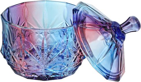 Royal Embossed Clear Glass Apothecary Jar With Lids, Candy Jar Containers Wedding Candy Buffet Jars Crystal Jewelry Box Food Jar 7oz - Pumpkin, Purple in Saudi Arabia