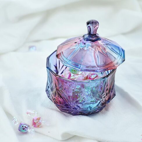 Royal Embossed Clear Glass Apothecary Jar With Lids, Candy Jar Containers Wedding Candy Buffet Jars Crystal Jewelry Box Food Jar 7oz - Pumpkin, Purple in Saudi Arabia