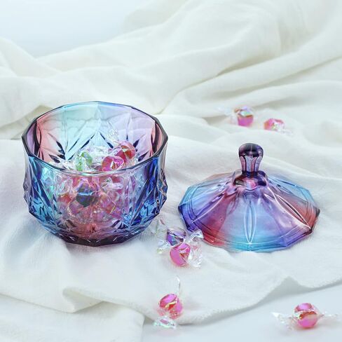 Royal Embossed Clear Glass Apothecary Jar With Lids, Candy Jar Containers Wedding Candy Buffet Jars Crystal Jewelry Box Food Jar 7oz - Pumpkin, Purple in Saudi Arabia