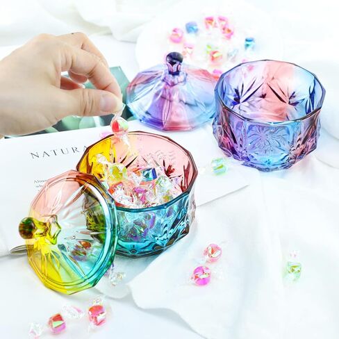 Royal Embossed Clear Glass Apothecary Jar With Lids, Candy Jar Containers Wedding Candy Buffet Jars Crystal Jewelry Box Food Jar 7oz - Pumpkin, Purple in Saudi Arabia