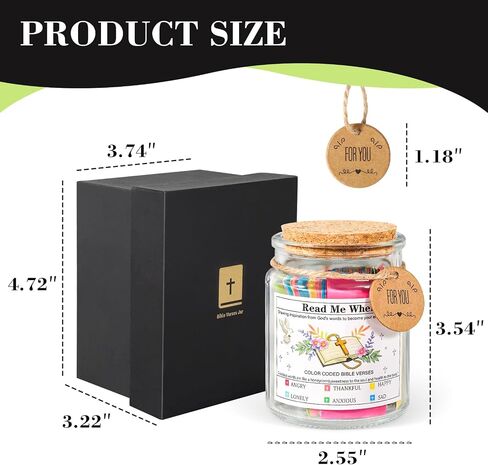 Bible Verses in a Jar, Bible Verses Jar for Emotions and Feelings - Glass Scripture Prayer Jar with 90 Color-Coded Biblical Verses for Church Christian Faith Based Easter Christmas Gift in Saudi Arabia