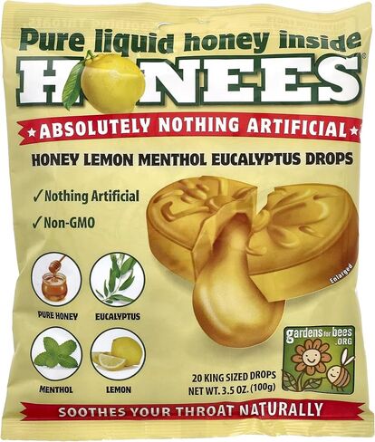 Honees Honey Lemon Cough Drops, 20 Drops Each (Pack of 6) in Kuwait