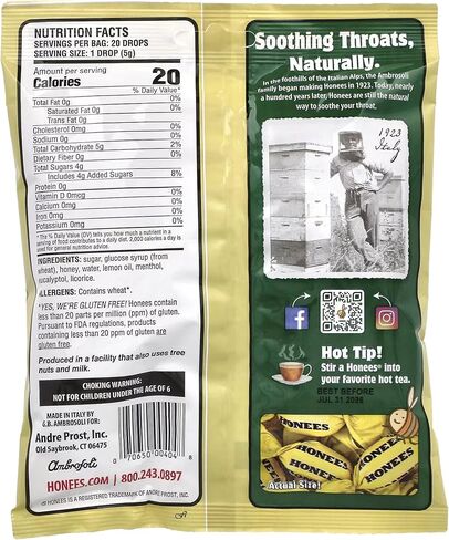 Honees Honey Lemon Cough Drops, 20 Drops Each (Pack of 6) in Kuwait