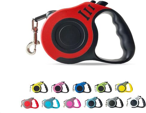360° Tangle-Free Retractable Automatic Dog Leash | 16 ft Strong Nylon Tape | One-Handed Brake, Pause, Lock (Red, Large) in Saudi Arabia