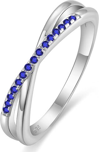 Stackable Ring for Women 925 Sterling Silver X Criss Ring Wedding Eternity Band Birthstone Jewelry Size 5-10 in Saudi Arabia