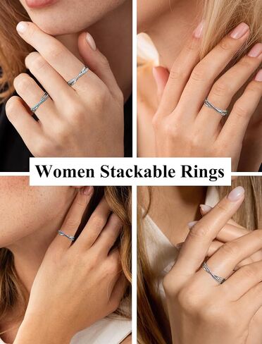 Stackable Ring for Women 925 Sterling Silver X Criss Ring Wedding Eternity Band Birthstone Jewelry Size 5-10 in Saudi Arabia