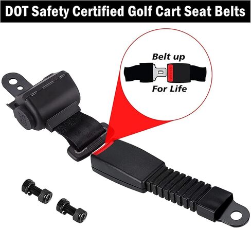 مجموعة أحزمة مقاعد عربة الجولف العالمية القابلة للسحب 47.64 بوصة لعربات الجولف EZGO TXT Yamaha Club Car (لا تناسب 2 سيارة نادي الركاب السابقة Yamaha G29 Drive EZGO RXV) in Kuwait