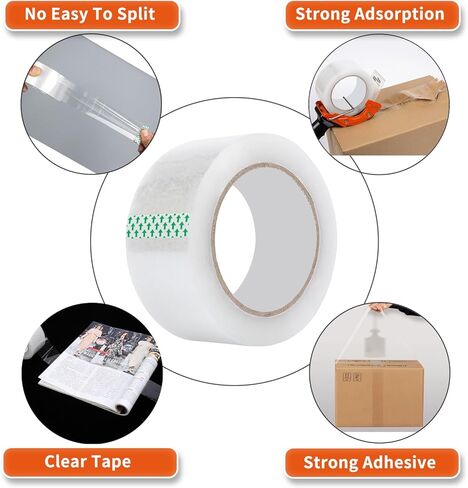 شريط تغليف شفاف 6 بكرات، 1.88 بوصة × 80 ياردة، إجمالي 480 ياردة، سمك 2.7 مل، شريط تعبئة عالي التحمل للشحن والتغليف والختم المتحرك in Kuwait