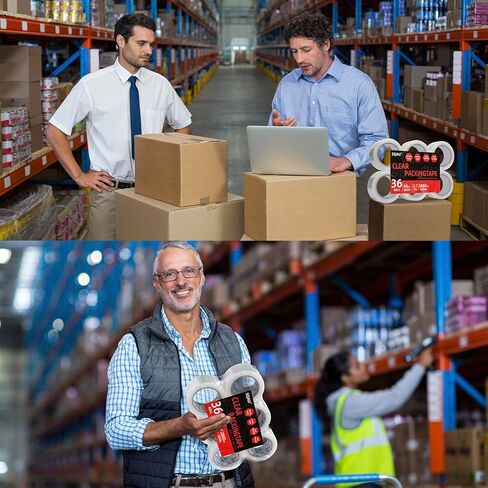 شريط تغليف شفاف 6 بكرات، 1.88 بوصة × 80 ياردة، إجمالي 480 ياردة، سمك 2.7 مل، شريط تعبئة عالي التحمل للشحن والتغليف والختم المتحرك in Kuwait