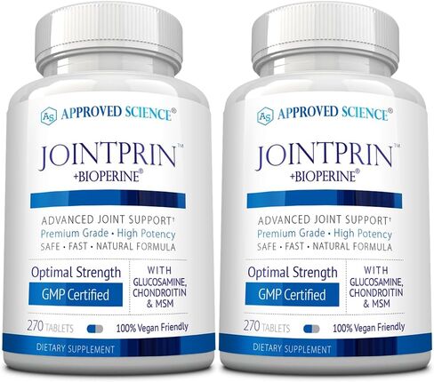Jointprin العلمي المعتمد - الجلوكوزامين، MSM، الكوندرويتين، الكركم، Boswellia، BioPerine - 540 قرصًا - كمية تكفي لمدة 6 أشهر in Kuwait
