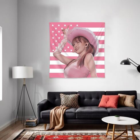 Twice Momo Pink America Tapestry Kpop Funny Room Merch Banner Wall Hanging Flag（3x3ft,Vivid Color,Polyster）For Man Cave,Dorm,Gift Needs in Saudi Arabia