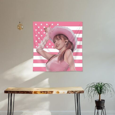 Twice Momo Pink America Tapestry Kpop Funny Room Merch Banner Wall Hanging Flag（3x3ft,Vivid Color,Polyster）For Man Cave,Dorm,Gift Needs in Saudi Arabia