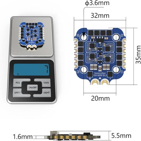 4 في 1 ESC، SpeedyBee 35A Mini ESC، 2-6S BLHeli_S وحدة تحكم السرعة الإلكترونية اللاسلكية تدعم DSHOT300/600 لطائرة FPV بدون طيار، فتحة تثبيت 20 × 20 مم in Saudi Arabia