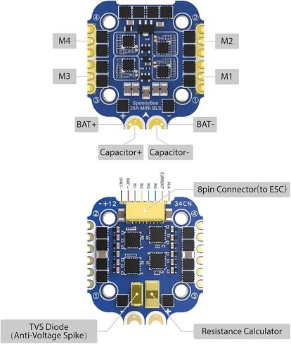 4 في 1 ESC، SpeedyBee 35A Mini ESC، 2-6S BLHeli_S وحدة تحكم السرعة الإلكترونية اللاسلكية تدعم DSHOT300/600 لطائرة FPV بدون طيار، فتحة تثبيت 20 × 20 مم in Saudi Arabia