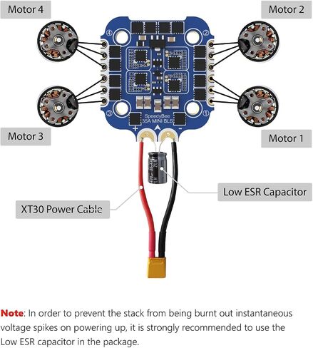 4 في 1 ESC، SpeedyBee 35A Mini ESC، 2-6S BLHeli_S وحدة تحكم السرعة الإلكترونية اللاسلكية تدعم DSHOT300/600 لطائرة FPV بدون طيار، فتحة تثبيت 20 × 20 مم in Saudi Arabia
