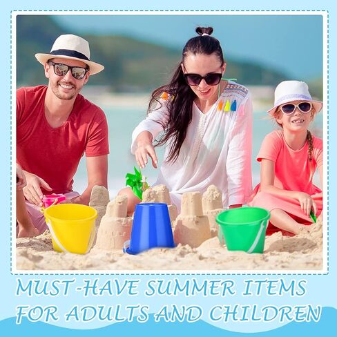 48 Pcs 5 Inch Beach Bucket Sand Buckets Colorful Fun Plastic Pails and Buckets for Kids Toddler Tool Summer Beach Theme Birthday Party Favors Bulk Play Castle Water Pool, 4 Colors in Saudi Arabia