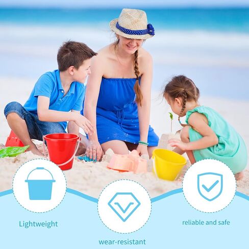 48 Pcs 5 Inch Beach Bucket Sand Buckets Colorful Fun Plastic Pails and Buckets for Kids Toddler Tool Summer Beach Theme Birthday Party Favors Bulk Play Castle Water Pool, 4 Colors in Saudi Arabia
