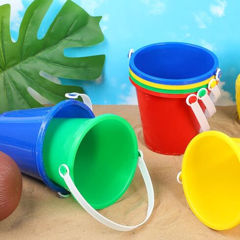 48 Pcs 5 Inch Beach Bucket Sand Buckets Colorful Fun Plastic Pails and Buckets for Kids Toddler Tool Summer Beach Theme Birthday Party Favors Bulk Play Castle Water Pool, 4 Colors in Saudi Arabia