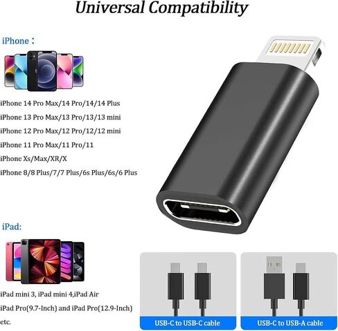 [MFi Certified]2Pack USB C to Lightning Adapter,Lightning Male to USB C Female Adapter with 27W PD Fast Charging for iPhone 14/13/12/11/SE/Pro Max Mini, iPad,Support Data Transfer,Not for Audio/OTG in Saudi Arabia