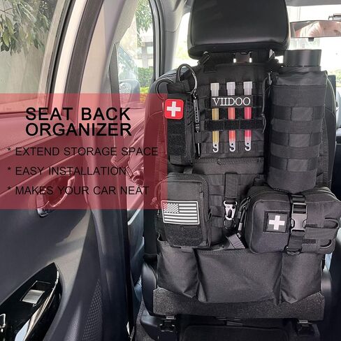 Tactical Seat Covers, Molle Seat Back Organizer, Tactical Molle Vehicle Panel for Car Seat Cover Protector (Black) in Kuwait