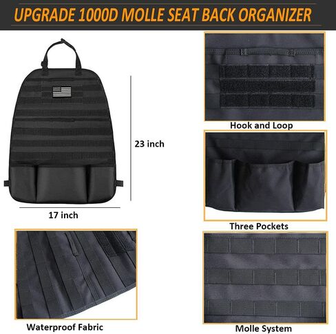 Tactical Seat Covers, Molle Seat Back Organizer, Tactical Molle Vehicle Panel for Car Seat Cover Protector (Black) in Kuwait