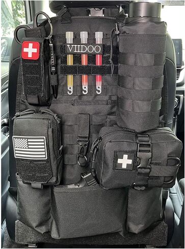 Tactical Seat Covers, Molle Seat Back Organizer, Tactical Molle Vehicle Panel for Car Seat Cover Protector (Black) in Kuwait